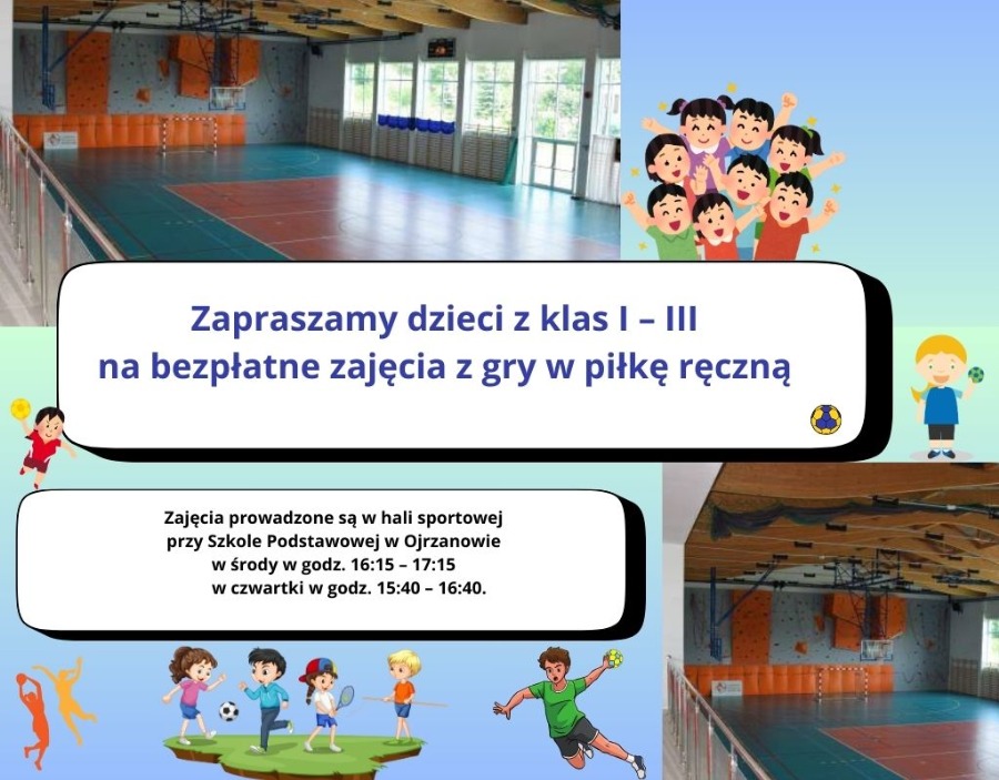 Bezpłatne zajęcia dla dzieci z gry w piłkę ręczną Informacja o bezpłatnych zajęciach dla dzieci z gry w piłkę ręczną