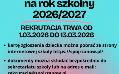 Rekrutacja uczniów do klas 1 na rok szkolny 2026/2027